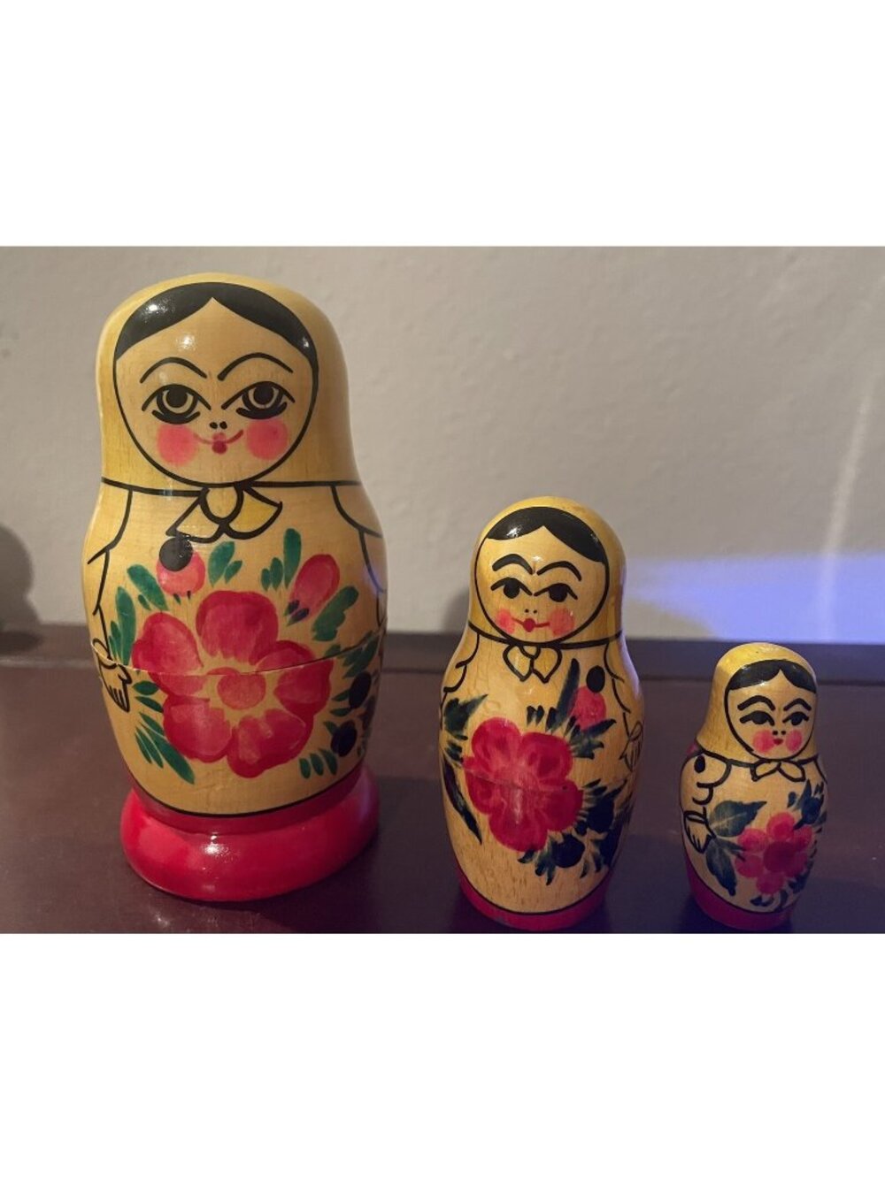 Matryoshka-3 Dolls Set -USSR (Soviet) -Nesting Vintage  -Made In USSR -60-70s
